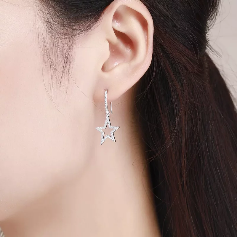 (afbeelding voor) Pandora Style Heldere Ster Oorhangers - SCE434 - Bekijken 5