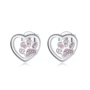 (afbeelding voor) Pandora Style Hondenpoot Oorknopjes - SCE977