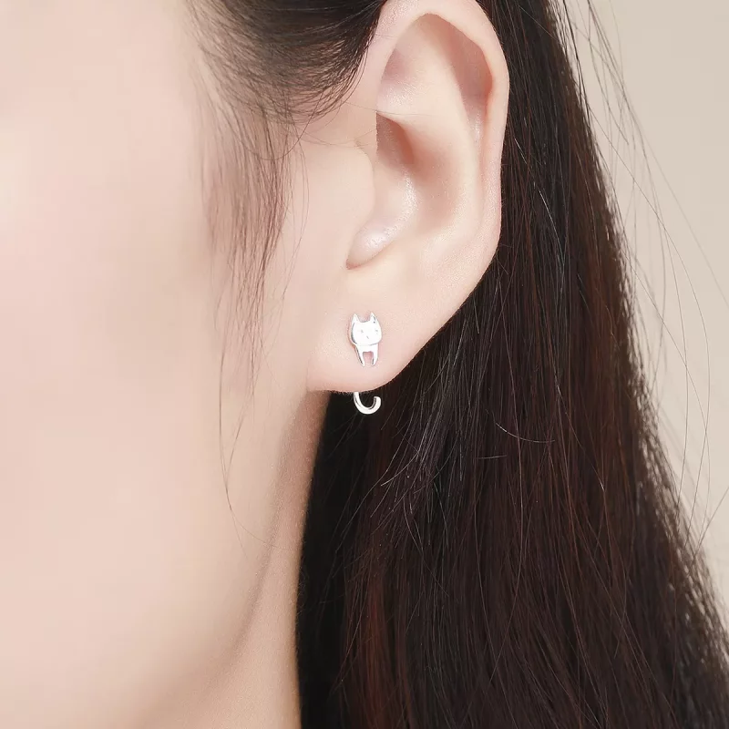 (afbeelding voor) Pandora Style Kat en vis Oorknopjes - SCE488 - Bekijken 5