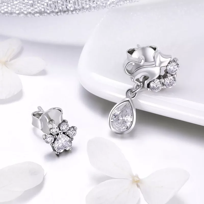 (afbeelding voor) Pandora Style Katten gezelschap Oorknopjes - SCE424 - Bekijken 3