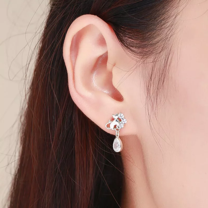 (afbeelding voor) Pandora Style Katten gezelschap Oorknopjes - SCE424 - Bekijken 5