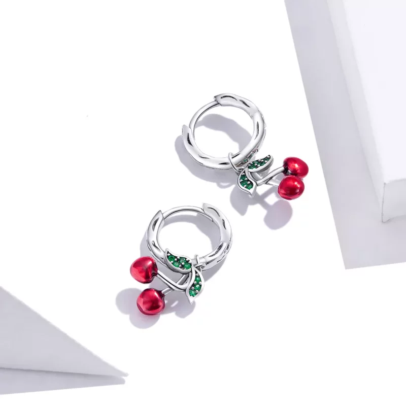 (afbeelding voor) Pandora Style Kers Oorhangers - SCE905 - Bekijken 3