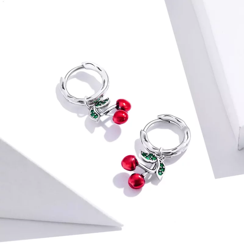 (afbeelding voor) Pandora Style Kers Oorhangers - SCE905 - Bekijken 4