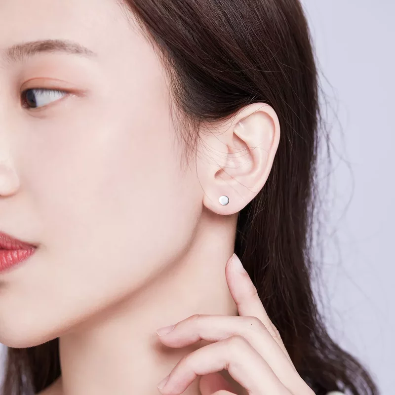 (afbeelding voor) Pandora Style Klein rond stuk Oorknopjes - SCE693 - Bekijken 6