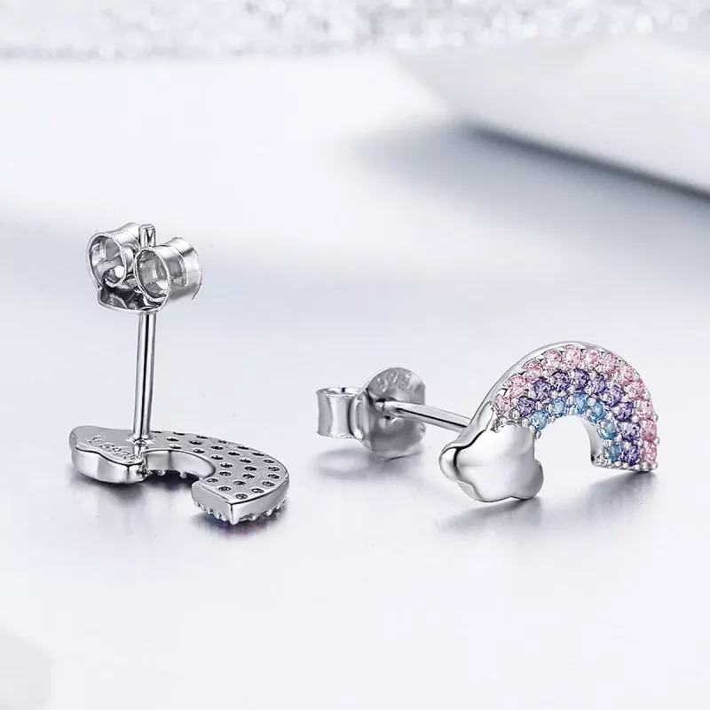 (afbeelding voor) Pandora Style Kleine Regenboog Oorknopjes - SCE578 - Bekijken 3