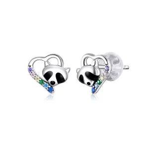 (afbeelding voor) Pandora Style kleine wasbeer Oorknopjes - SCE883