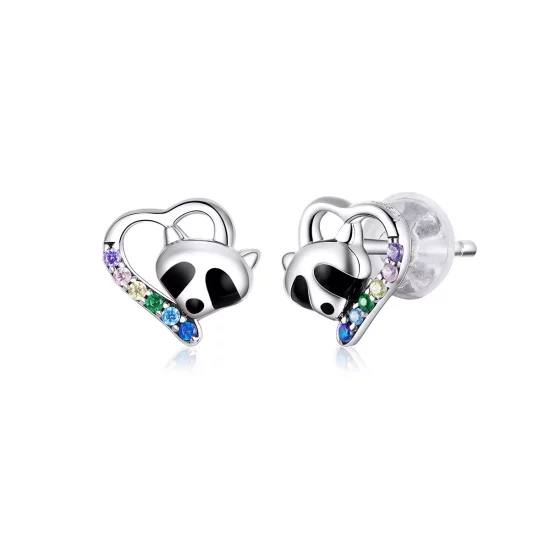 (afbeelding voor) Pandora Style kleine wasbeer Oorknopjes - SCE883