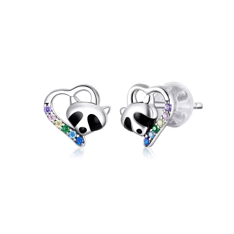 (afbeelding voor) Pandora Style kleine wasbeer Oorknopjes - SCE883
