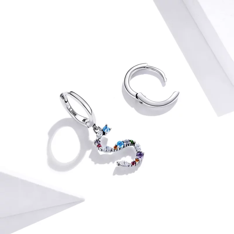(afbeelding voor) Pandora Style Kleurrijke Letter S Oorhangers - SCE1032 - Bekijken 3