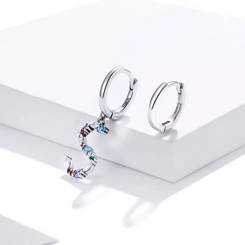 (afbeelding voor) Pandora Style Kleurrijke Letter S Oorhangers - SCE1032 - Bekijken 4