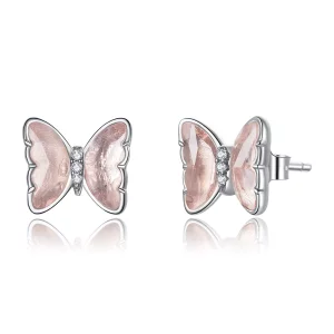 (afbeelding voor) Pandora Style Kristallen vlinder Oorknopjes - SCE1013