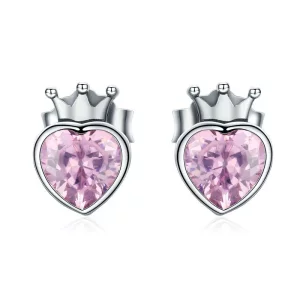 (afbeelding voor) Pandora Style kronend hart Oorknopjes - SCE174