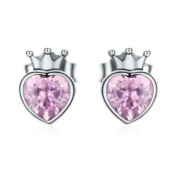 (afbeelding voor) Pandora Style kronend hart Oorknopjes - SCE174
