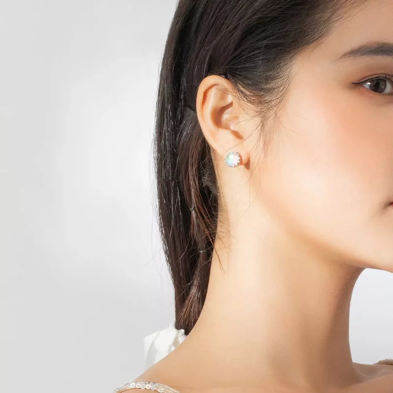 (afbeelding voor) Pandora Style Kroon Maansteen Oorknopjes - SCE877 - Bekijken 7