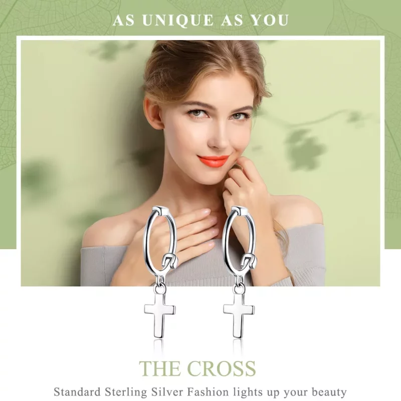 (afbeelding voor) Pandora Style Kruis Oorhangers - SCE547 - Bekijken 2
