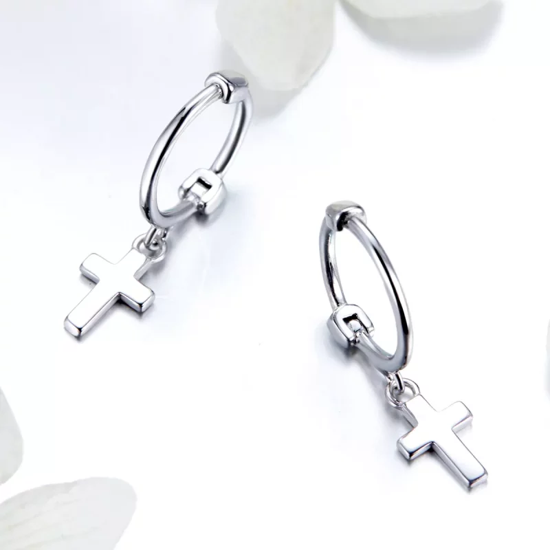 (afbeelding voor) Pandora Style Kruis Oorhangers - SCE547 - Bekijken 3