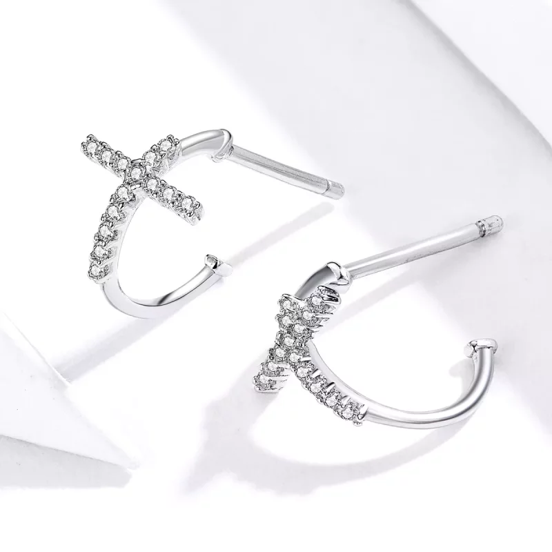 (afbeelding voor) Pandora Style Kruising Oorknopjes - SCE755 - Bekijken 2