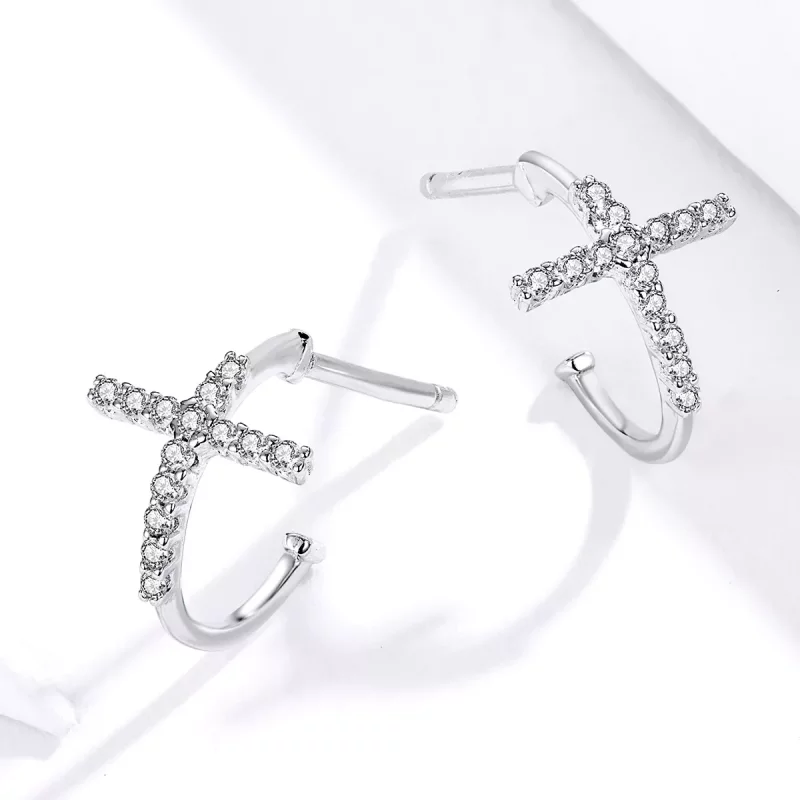 (afbeelding voor) Pandora Style Kruising Oorknopjes - SCE755 - Bekijken 4