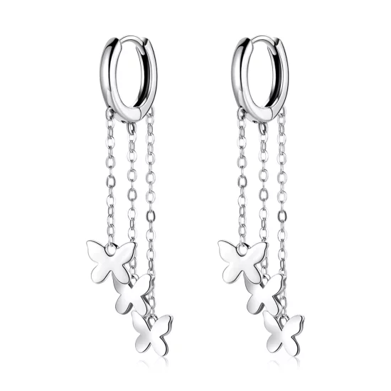 (afbeelding voor) Pandora Style Kwastje vlinder Oorhangers - SCE1173
