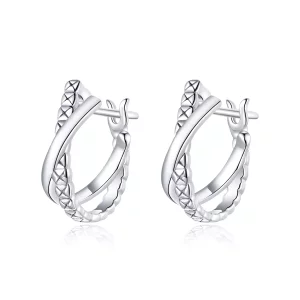 (afbeelding voor) Pandora Style Ledertextuur Oorringen - BSE440