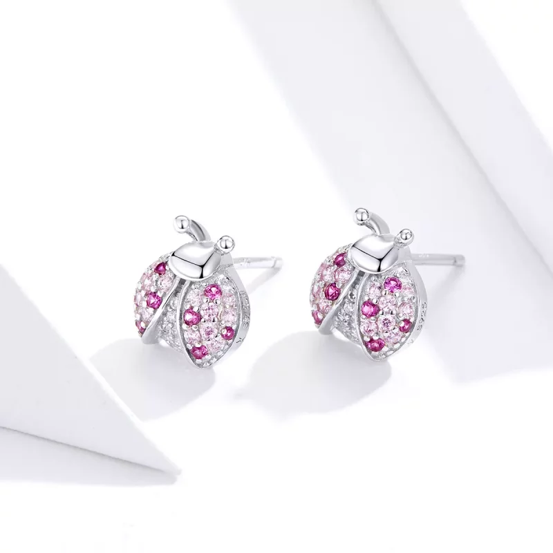 (afbeelding voor) Pandora Style Lieveheersbeestje Oorknopjes - SCE715 - Bekijken 2