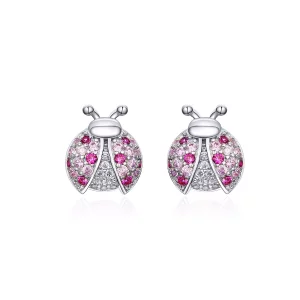 (afbeelding voor) Pandora Style Lieveheersbeestje Oorknopjes - SCE715