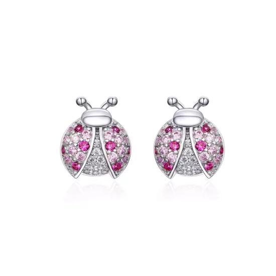 (afbeelding voor) Pandora Style Lieveheersbeestje Oorknopjes - SCE715