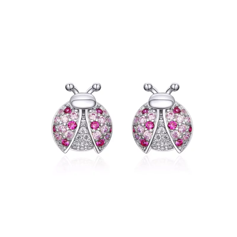 (afbeelding voor) Pandora Style Lieveheersbeestje Oorknopjes - SCE715