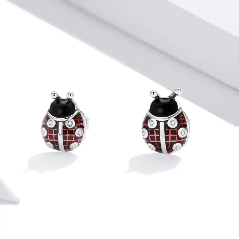 (afbeelding voor) Pandora Style Lieveheersbeestje Oorknopjes - SCE972 - Bekijken 2