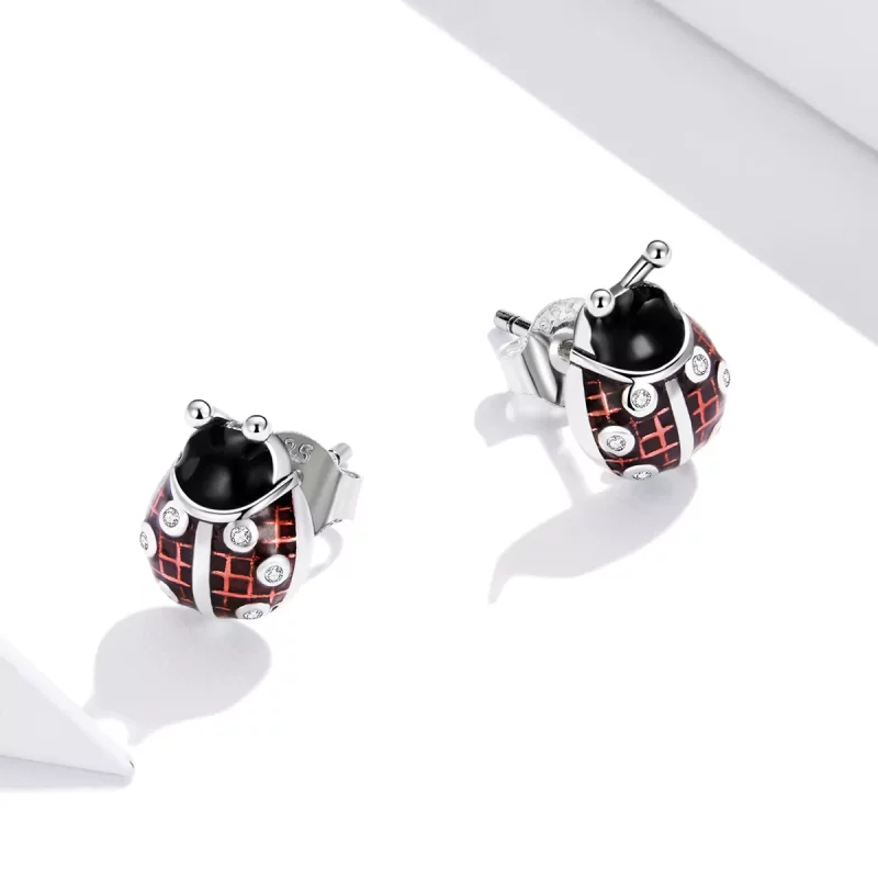 (afbeelding voor) Pandora Style Lieveheersbeestje Oorknopjes - SCE972 - Bekijken 3