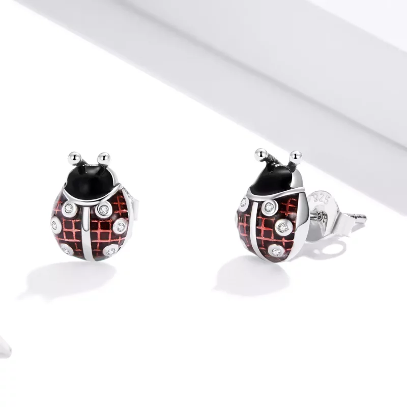 (afbeelding voor) Pandora Style Lieveheersbeestje Oorknopjes - SCE972 - Bekijken 4