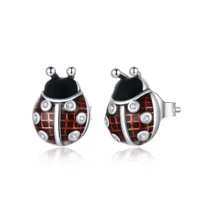 (afbeelding voor) Pandora Style Lieveheersbeestje Oorknopjes - SCE972