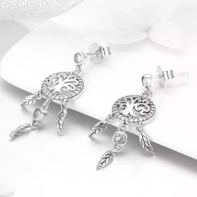 (afbeelding voor) Pandora Style Life Tree & Dromenvanger Oorhangers - SCE457 - Bekijken 2