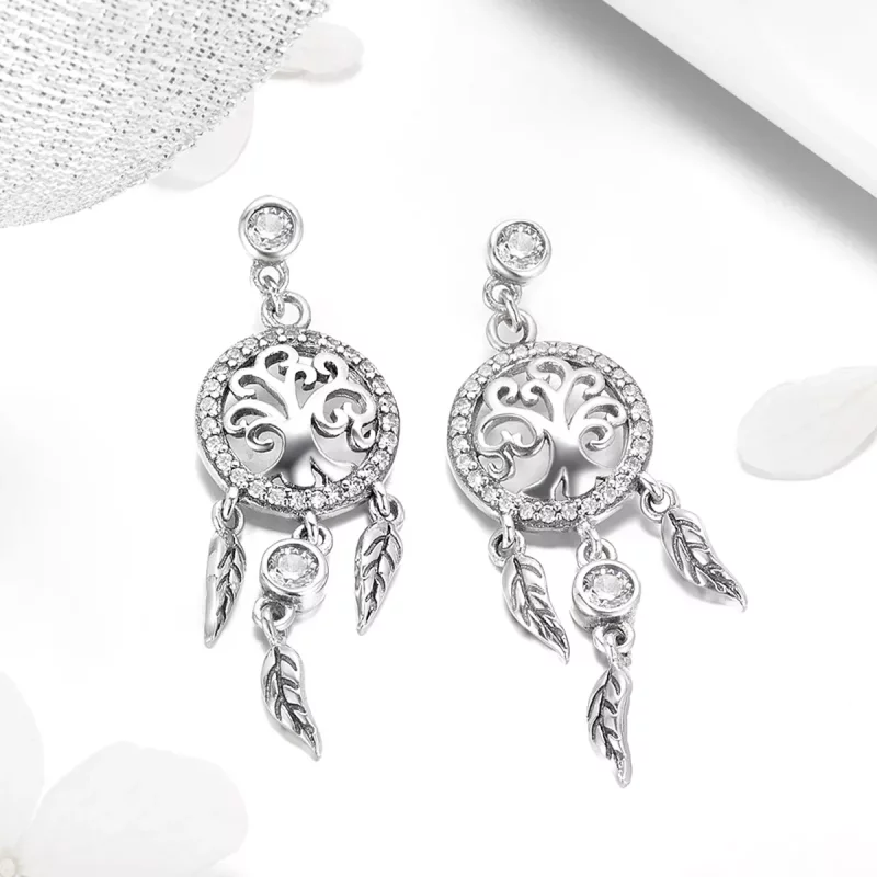 (afbeelding voor) Pandora Style Life Tree & Dromenvanger Oorhangers - SCE457 - Bekijken 3