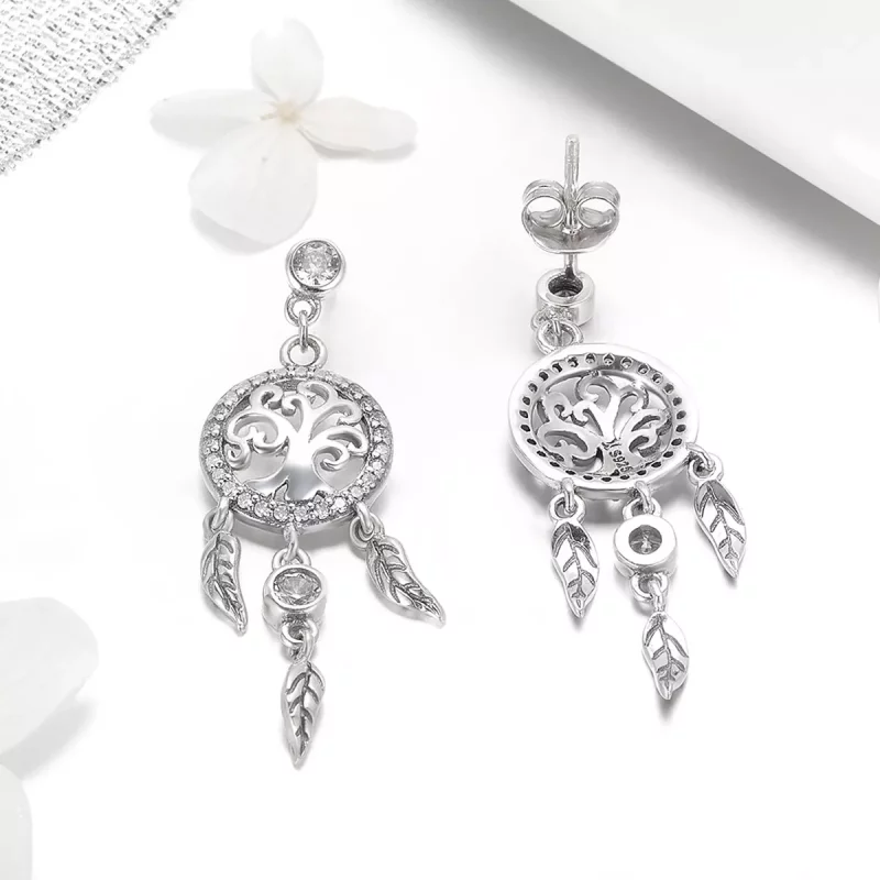 (afbeelding voor) Pandora Style Life Tree & Dromenvanger Oorhangers - SCE457 - Bekijken 4