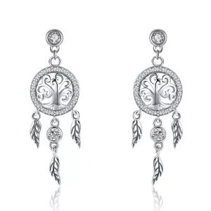 (afbeelding voor) Pandora Style Life Tree & Dromenvanger Oorhangers - SCE457