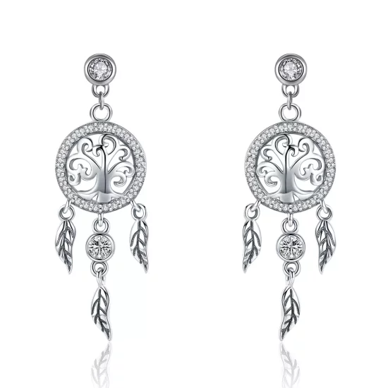 (afbeelding voor) Pandora Style Life Tree & Dromenvanger Oorhangers - SCE457