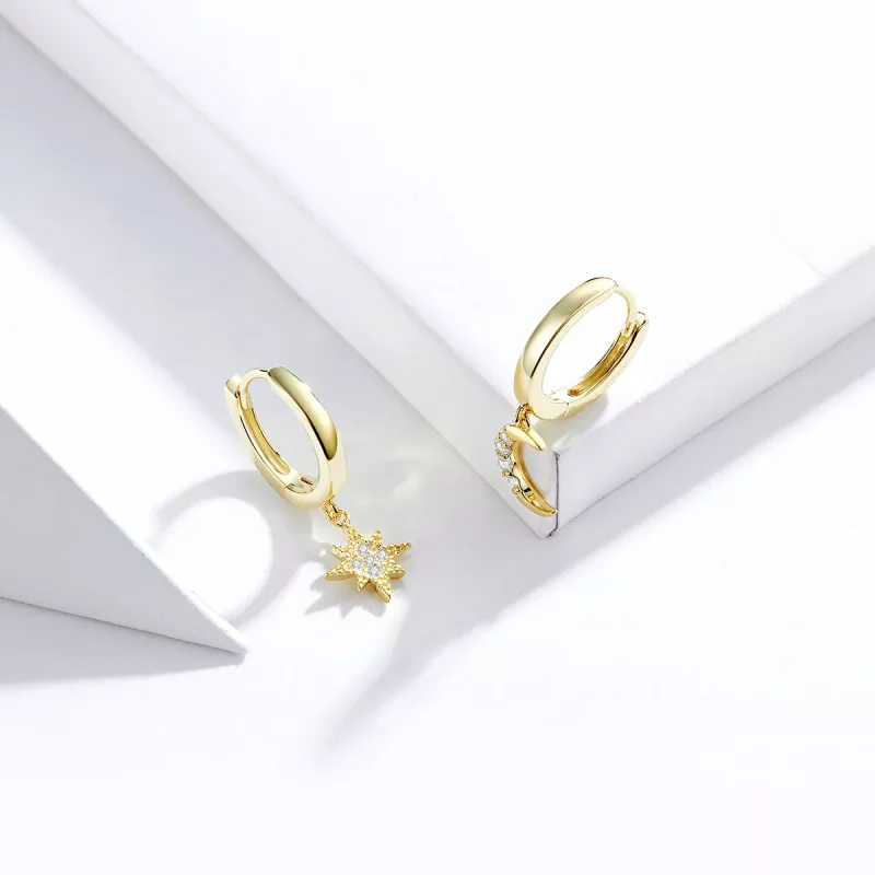 (afbeelding voor) Pandora Style Maan ster Oorhangers - SCE785 - Bekijken 2