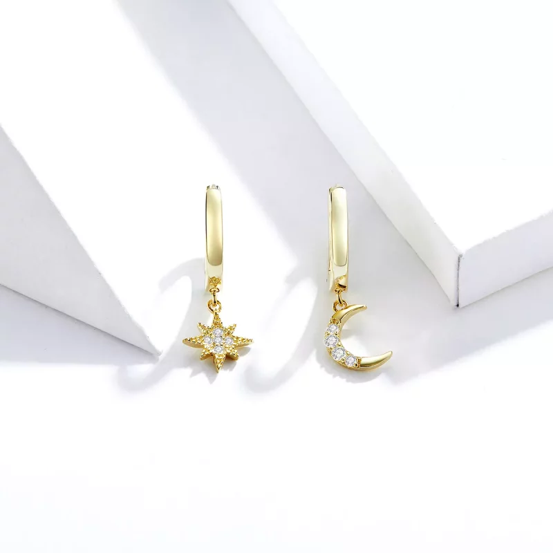 (afbeelding voor) Pandora Style Maan ster Oorhangers - SCE785 - Bekijken 3