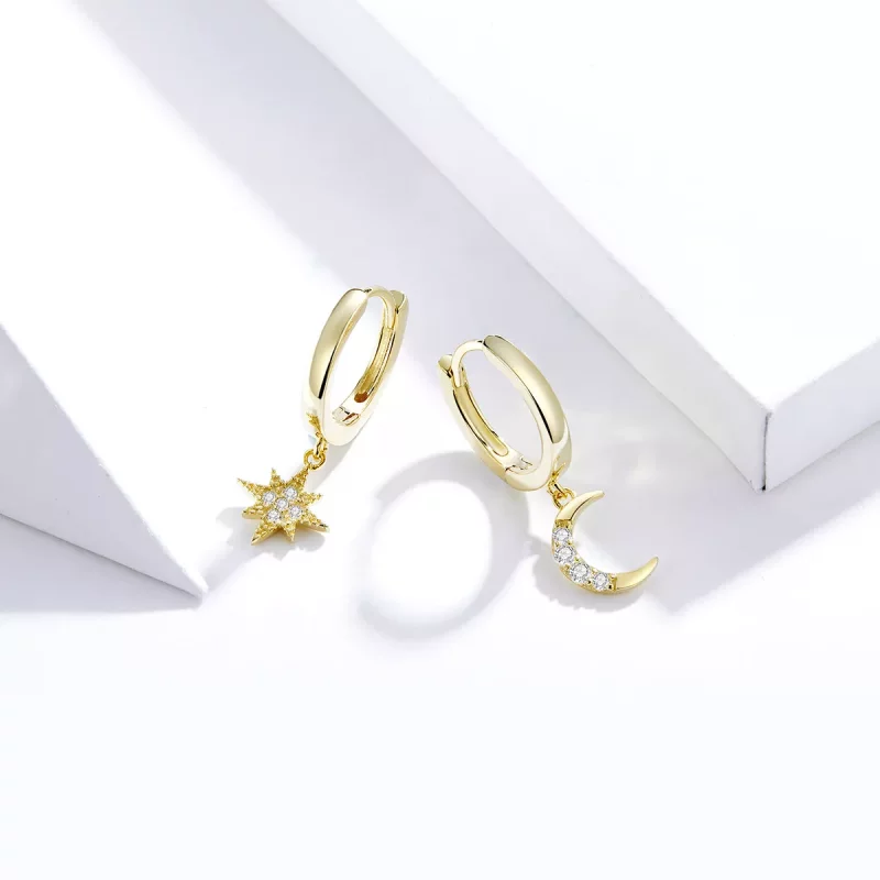 (afbeelding voor) Pandora Style Maan ster Oorhangers - SCE785 - Bekijken 4