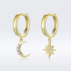 (afbeelding voor) Pandora Style Maan ster Oorhangers - SCE785