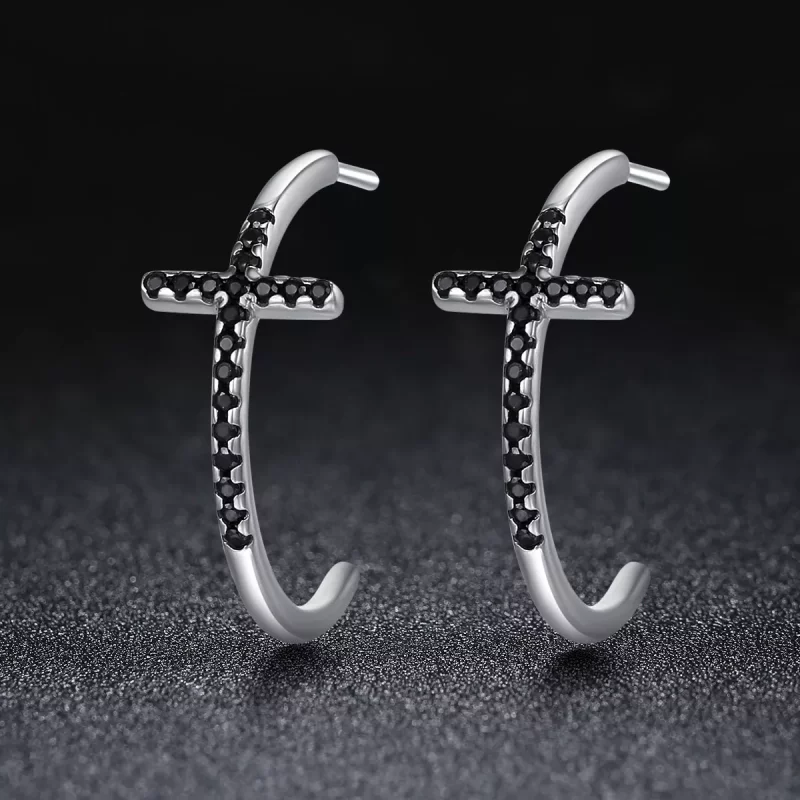 (afbeelding voor) Pandora Style Modern kruis Oorhangers - SCE262 - Bekijken 2