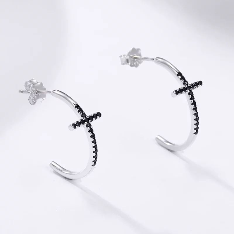 (afbeelding voor) Pandora Style Modern kruis Oorhangers - SCE262 - Bekijken 3
