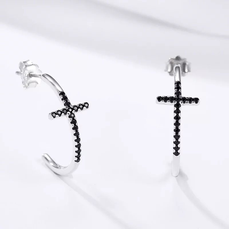(afbeelding voor) Pandora Style Modern kruis Oorhangers - SCE262 - Bekijken 5