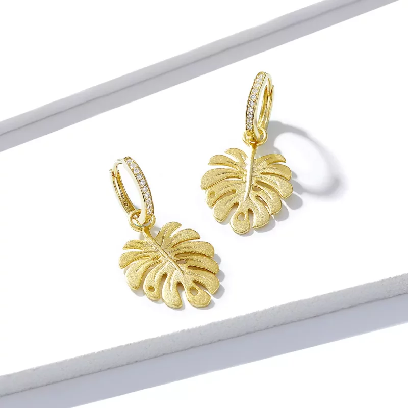 (afbeelding voor) Pandora Style Monstera Blad Oorhangers - BSE223 - Bekijken 2