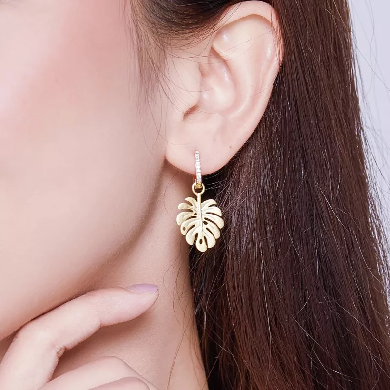 (afbeelding voor) Pandora Style Monstera Blad Oorhangers - BSE223 - Bekijken 6