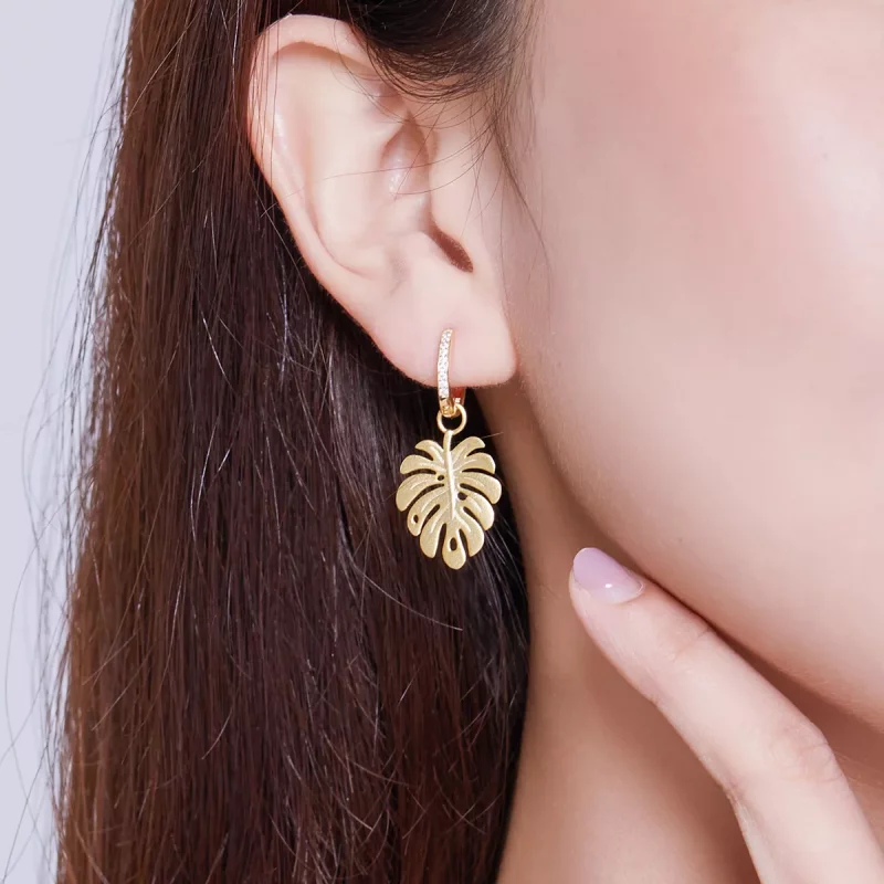 (afbeelding voor) Pandora Style Monstera Blad Oorhangers - BSE223 - Bekijken 7