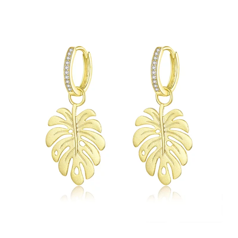 (afbeelding voor) Pandora Style Monstera Blad Oorhangers - BSE223