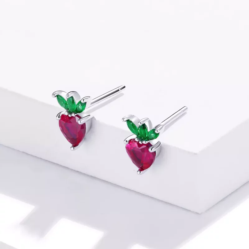 (afbeelding voor) Pandora Style Mooie kleine aardbei Oorknopjes - SCE1034 - Bekijken 4