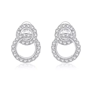 Pandora Style Oogverblindende dubbele ringen Oorknopjes - BSE388 (afbeelding voor) Pandora Style Oogverblindende dubbele ringen Oorknopjes - BSE388